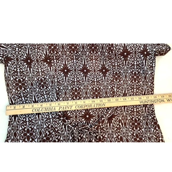 1960s 70s Vintage Brown & White Dress Double Knit Front Tie - Picture 13 of 14